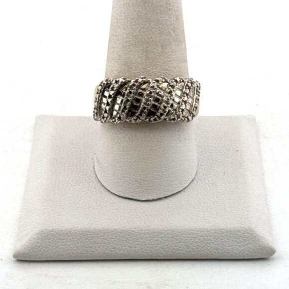 Estate Sterling Silver 925 Ring Size 10 Wide Band Textured Design 5.1g Marked - Picture 1 of 8